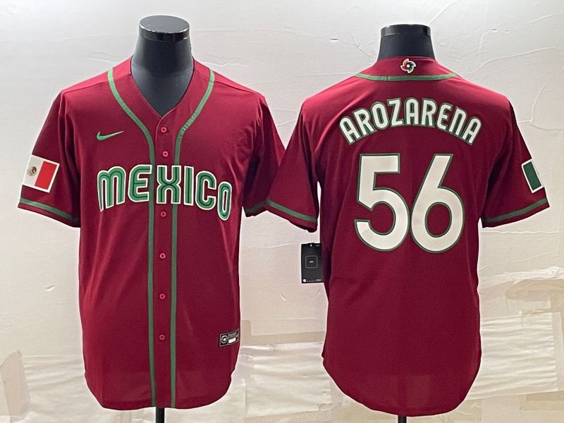 Men 2023 World Cub Mexico #56 Arozarena Red Nike MLB Jersey3->more jerseys->MLB Jersey